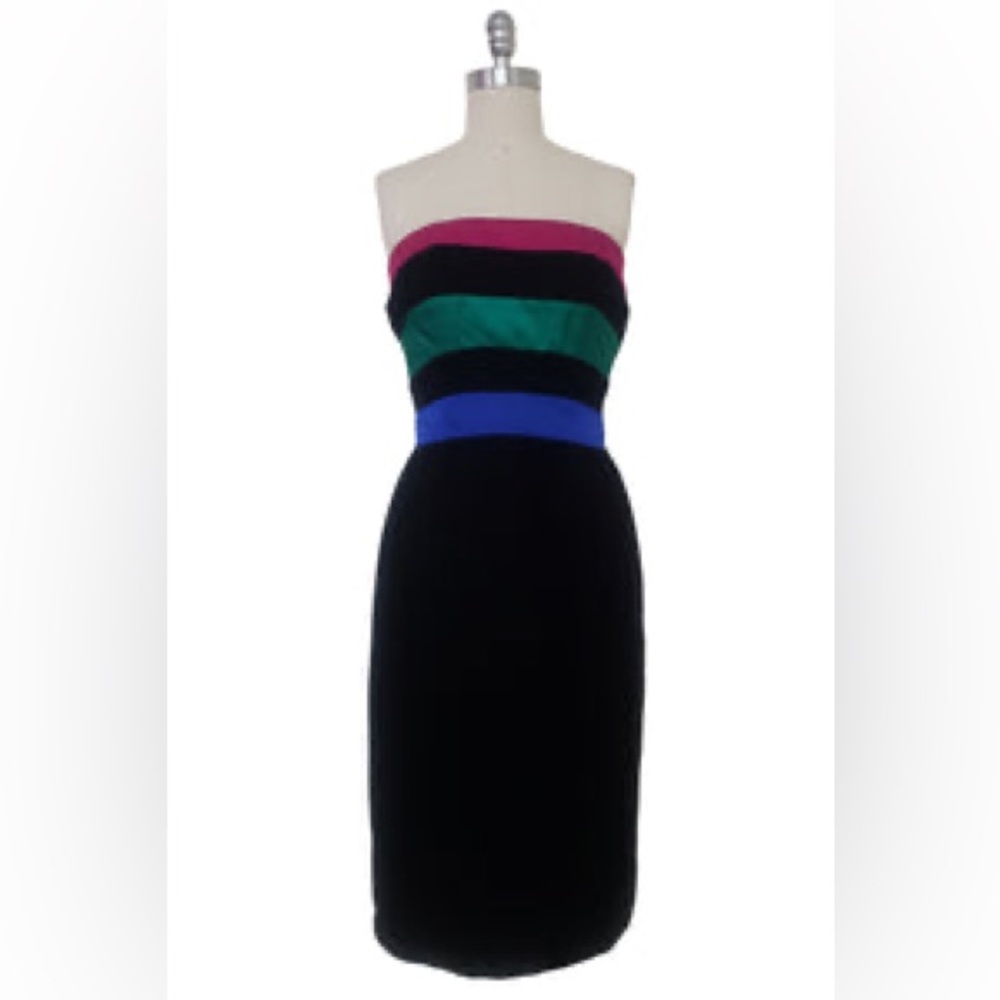 Vintage Victor Costa Black Velvet Cocktail Dress